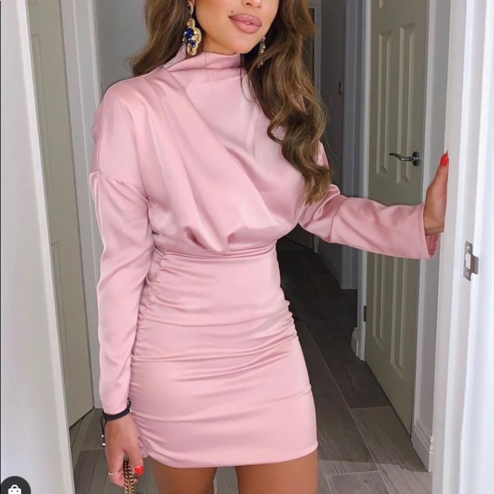 Pink satin dress Isawitfirst Medium